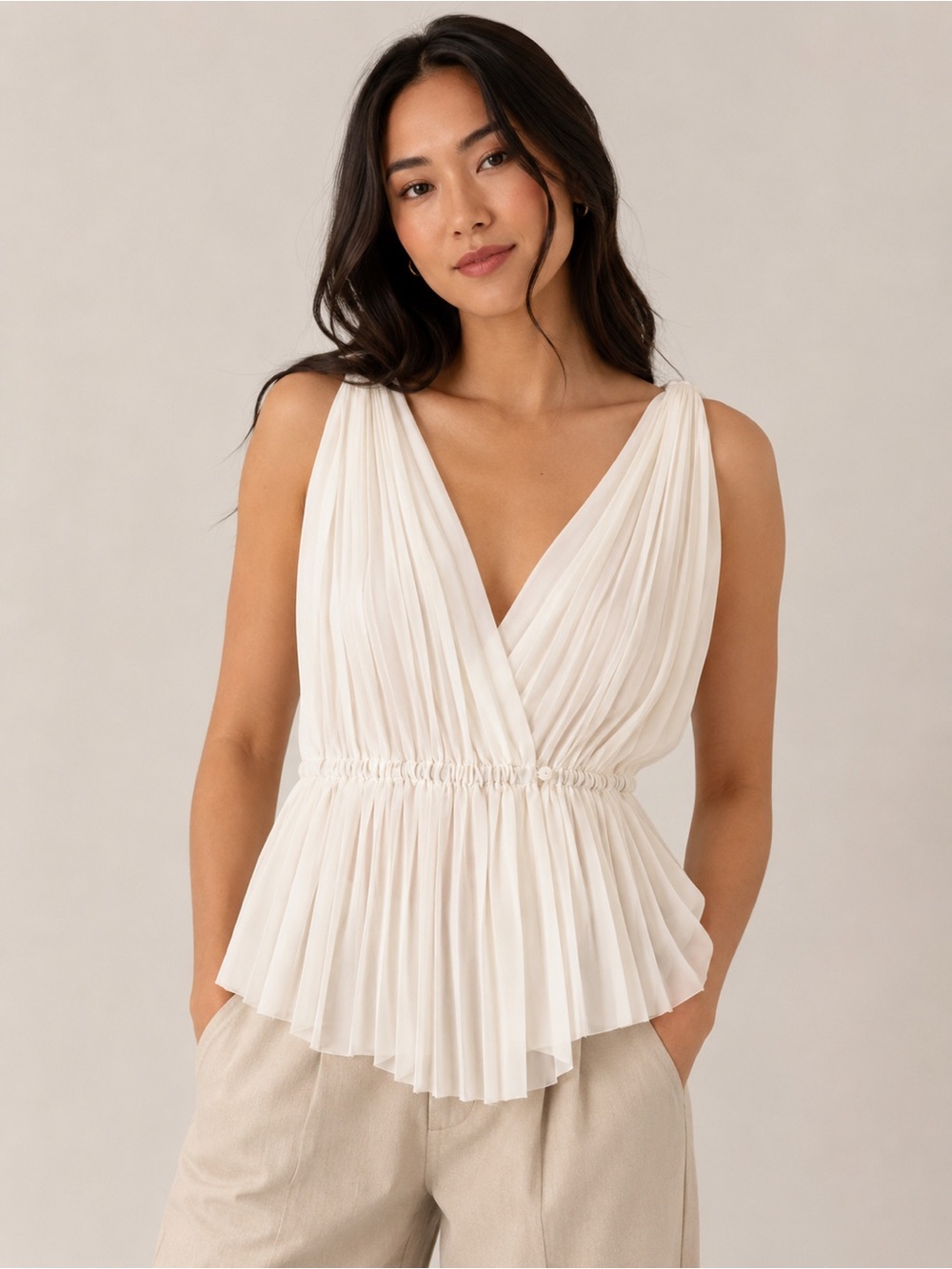 Aritzia Wilfred Pleated Surplice Blouse | Size Large